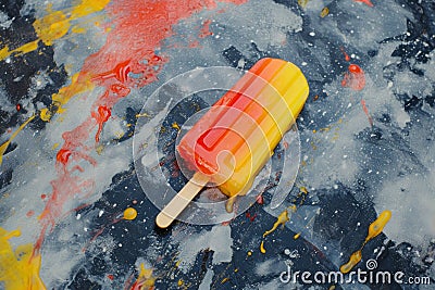 Colorful popsicle on an abstract painted background Stock Photo