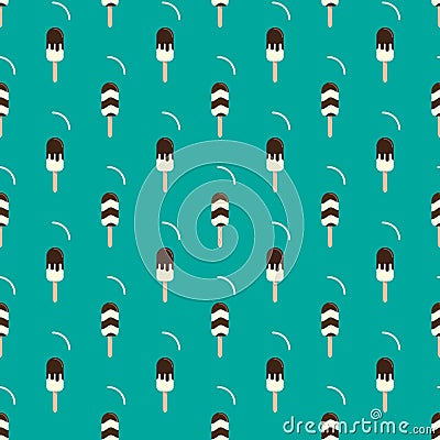 Colorful popsicle ice cream seamless vector pattern. Tasty colorful summer desert - fruit ice lolly. Vector Illustration