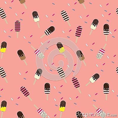 Colorful popsicle ice cream. Sweet summer dessert. Vector Illustration