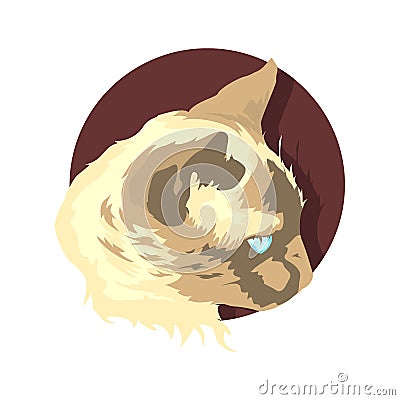 Colorful portrait of a cat muzzle. cat portrait beautiful eyes minimalistic graphic illustration Vector Illustration