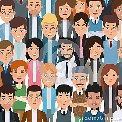 Colorful poster closeup half body executive people for characters business Vector Illustration