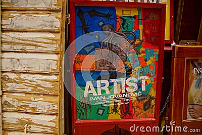 Colorful posters advertising cultural event Editorial Stock Photo