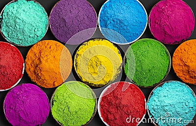 Colorful powder paints for Indian Holi festival Stock Photo