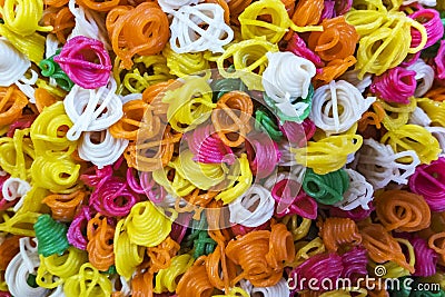 Colorful prawn crackers or keropok at local market in Kuala Lump Stock Photo