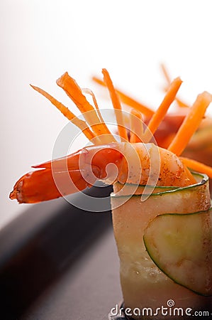 Colorful prawn shrimps appetizer snack Stock Photo