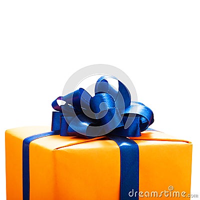 Colorful present box with blue color bow Stock Photo