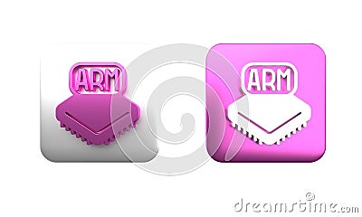 Colorful Processor icon isolated on white background. CPU, central processing unit, microchip, microcircuit, computer Cartoon Illustration