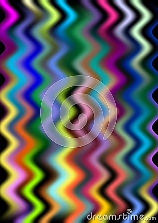 Colorful psychedelic blurry background with vertical waves in vivid colors, multicolored high contrasting vector abstract backgrou Vector Illustration