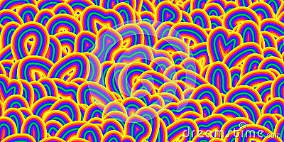Colorful psychedelic swirl seamless pattern with hallucination swirls Cartoon Illustration