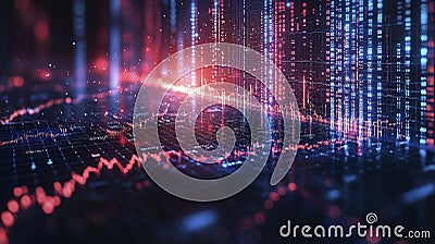 Colorful Pulsating Graphs in an Abstract Environment Stock Photo