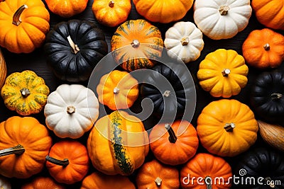 Colorful Pumpkins on Thanksgiving and Halloween Fall Autumn Season Holiday Background AI Generated Cartoon Illustration