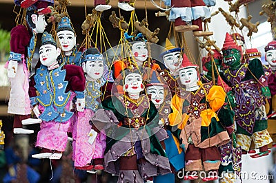 Colorful Puppets from Myanmar Stock Photo