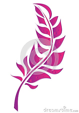 Colorful purple feather graphic line Vector Illustration