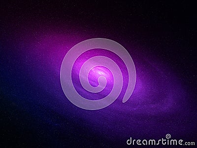 Colorful purple spiral galaxy in space Stock Photo