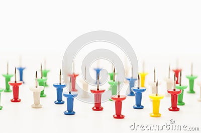 Colorful push pins Stock Photo