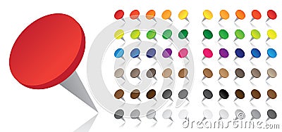 Colorful Pushpins - Vector Vector Illustration