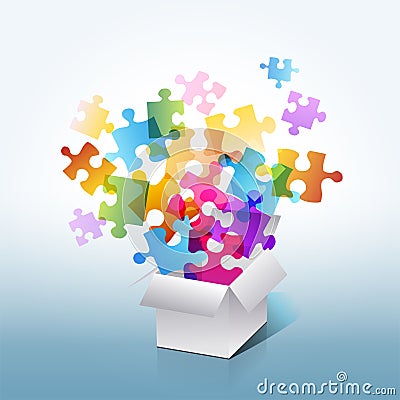 Colorful puzzle box Stock Photo