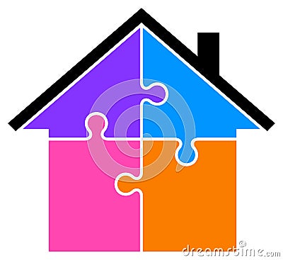 Colorful puzzle home clip art Vector Illustration