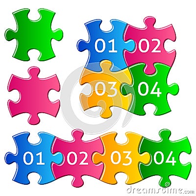 Colorful puzzle pieces Vector Illustration