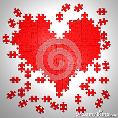 Colorful puzzle pieces in heart shape Cartoon Illustration