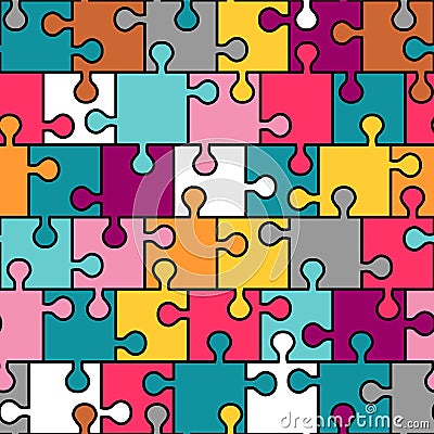 Colorful puzzle seamless pattern Vector Illustration