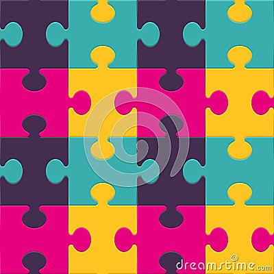 Colorful puzzle seamless background pattern Vector Illustration