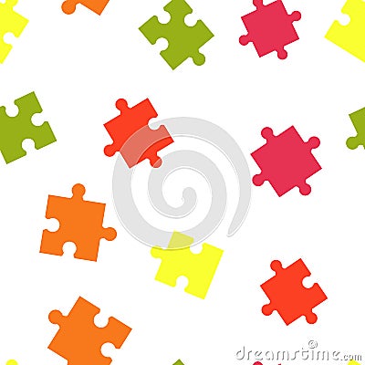 Colorful puzzle seamless background pattern. Vector illustration isolated on white background Vector Illustration
