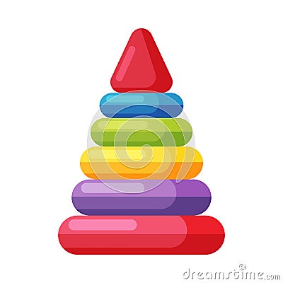 Colorful Pyramid Toy, Cute Plastic Plaything for Toddler Kids Flat Vector Illustration Vector Illustration