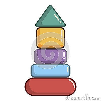 Colorful pyramid toy icon, cartoon style Vector Illustration