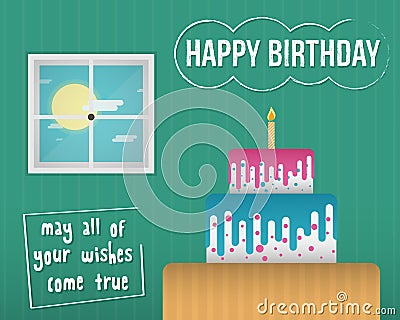 A colorful and quality Happy Birthday Ecard illustration Vector Illustration