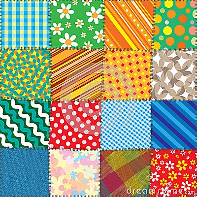 Colorful Quilt Patchwork. Vector Pattern Vector Illustration