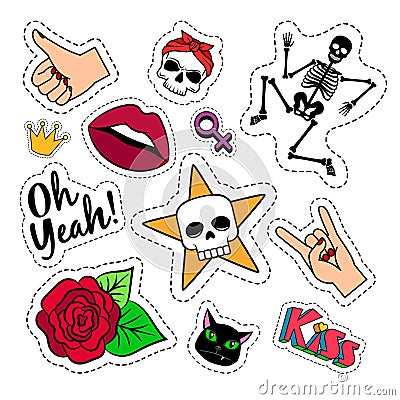 Colorful quirky funny patches Vector Illustration