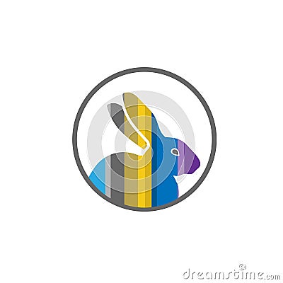 Colorful rabbit in Circle logo Vector Illustration