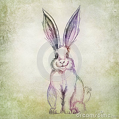 Colorful rabbit drawing Stock Photo