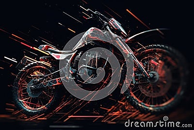 colorful racing sport bike logo in dark generative ai Stock Photo