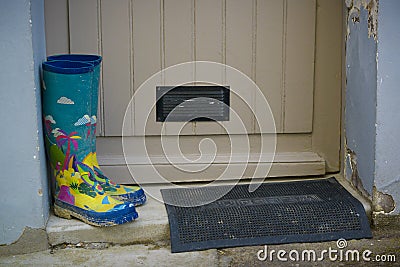 Colorful rain boots Stock Photo