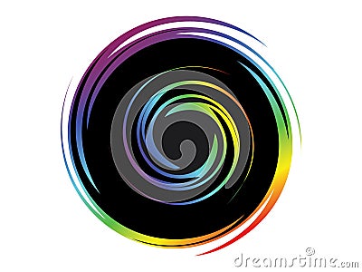 Colorful rainbow black spiral swirl Vector Illustration