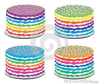 Colorful rainbow cakes, vector Vector Illustration