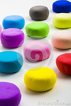 Colorful clay on the table display in line Stock Photo