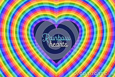 Colorful rainbow hearts design background Vector Illustration