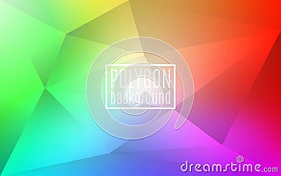 Colorful rainbow polygon background. Triangle mosaic with transparencies. Creative color backdrop for design. Vector Vector Illustration