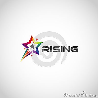 Colorful Rainbow Rising Star Logo Symbol Vector Illustration