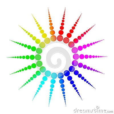 Colorful rainbow spheres molecule symbol isolated on white Stock Photo
