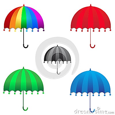 Colorful rainbow umbrella on white background Stock Photo