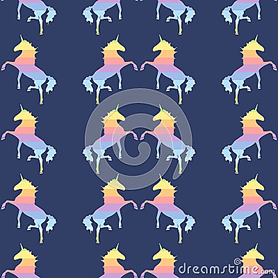 Colorful Unicorn. Magical animal rainbow seamless Pattern Vector Illustration