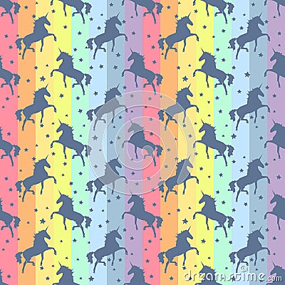 Colorful Unicorn. Magical animal rainbow seamless Pattern Vector Illustration