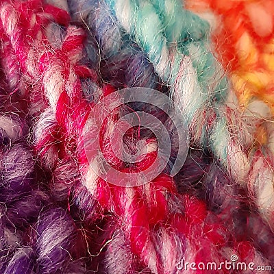 Colorful rainbow wool thread knit Stock Photo