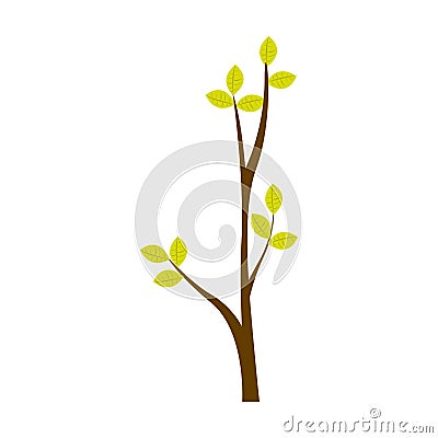 colorful ramification with leaves nature design Cartoon Illustration