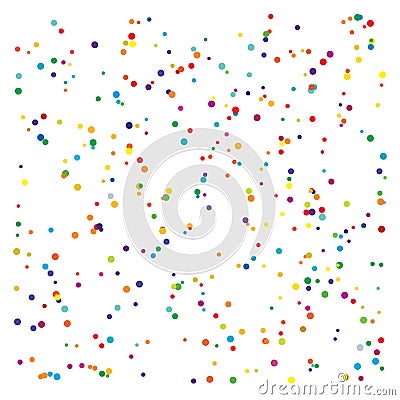 Colorful random, diffuse circles, dots pattern. Scattered speckles, polka dots Vector Illustration