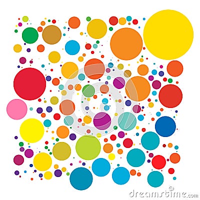 Colorful random, diffuse circles, dots pattern. Scattered speckles, polka dots Vector Illustration